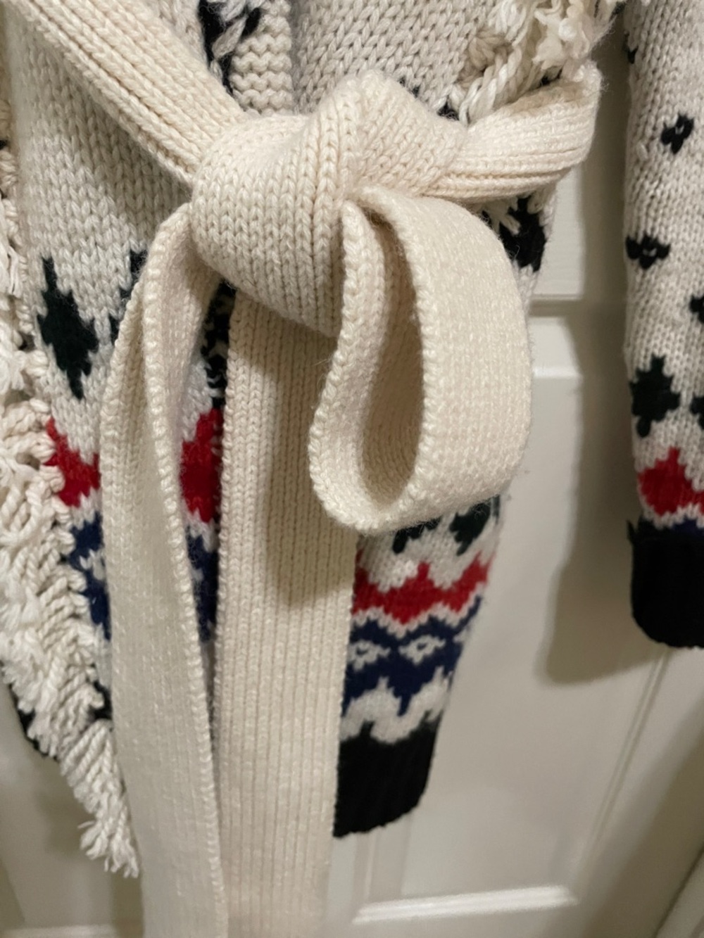 Polo by Ralph Lauren Black, White, Red & Navy Fair Isle Shawl Cardigan - Picture 5 of 16